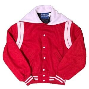 Vintage Holloway Original College Mens Red Letterman Bomber Retro 90s Preppy Lg